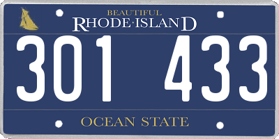 RI license plate 301433