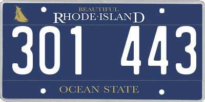 RI license plate 301443