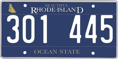RI license plate 301445
