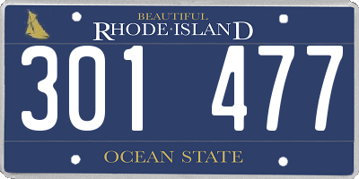 RI license plate 301477