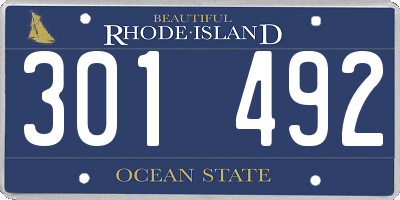RI license plate 301492