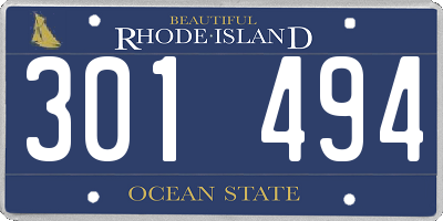 RI license plate 301494
