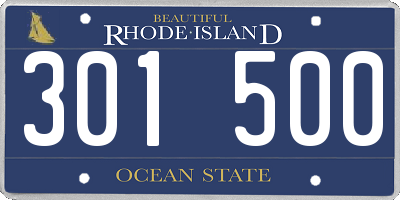 RI license plate 301500