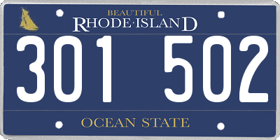 RI license plate 301502