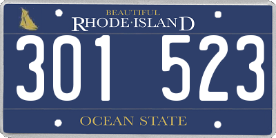 RI license plate 301523