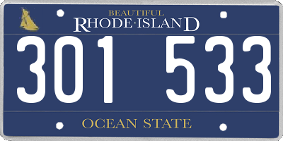 RI license plate 301533