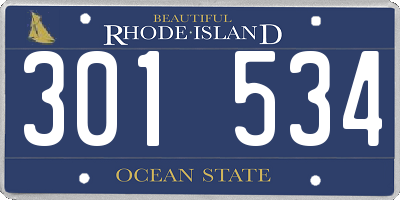 RI license plate 301534