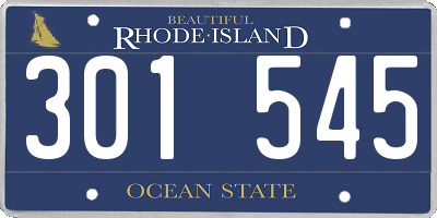 RI license plate 301545
