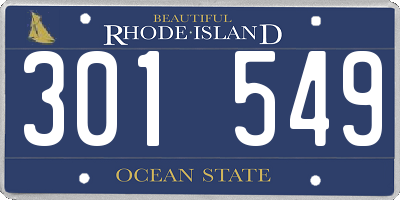 RI license plate 301549