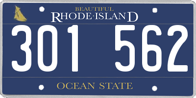 RI license plate 301562