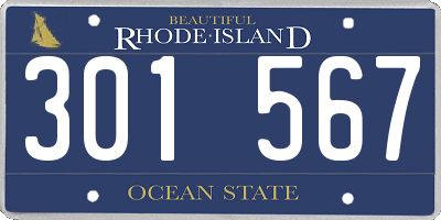 RI license plate 301567
