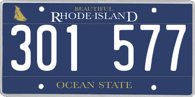 RI license plate 301577