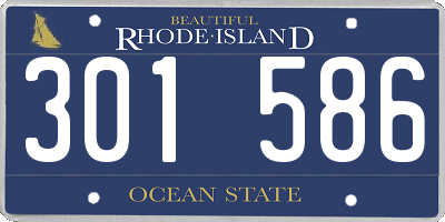 RI license plate 301586
