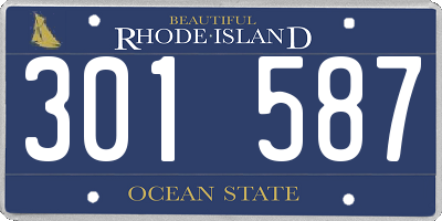 RI license plate 301587