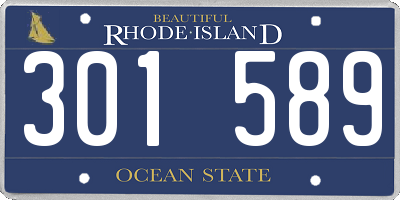 RI license plate 301589