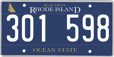 RI license plate 301598
