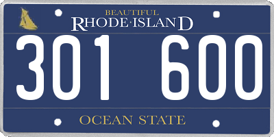 RI license plate 301600