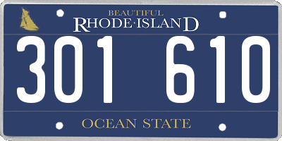 RI license plate 301610