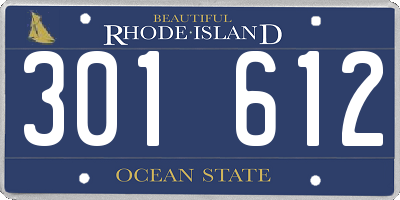 RI license plate 301612