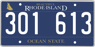 RI license plate 301613