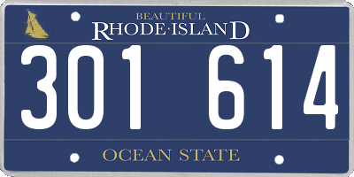 RI license plate 301614