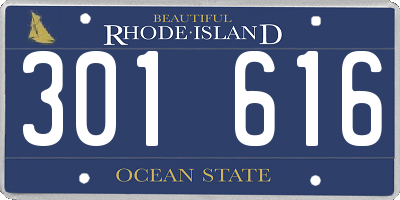 RI license plate 301616