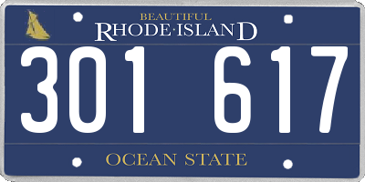 RI license plate 301617