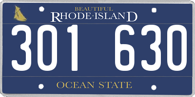 RI license plate 301630