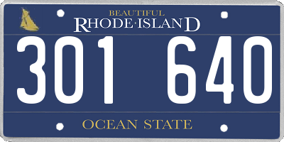 RI license plate 301640
