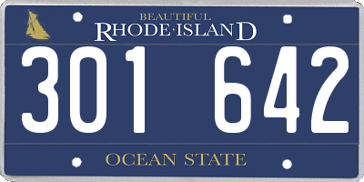 RI license plate 301642