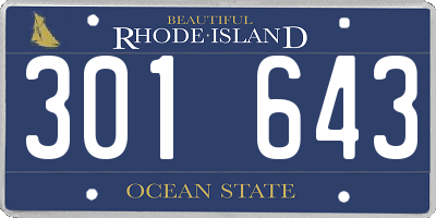RI license plate 301643