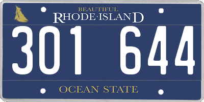 RI license plate 301644