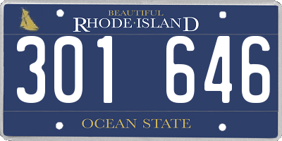 RI license plate 301646