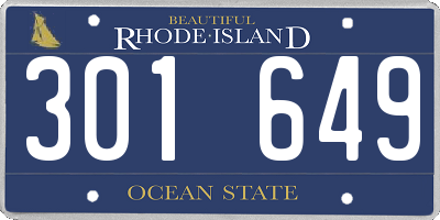 RI license plate 301649