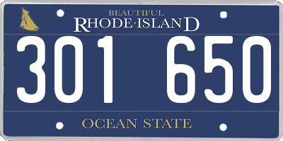 RI license plate 301650