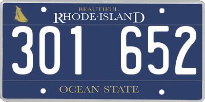 RI license plate 301652