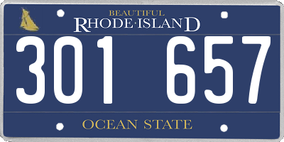 RI license plate 301657