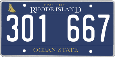 RI license plate 301667