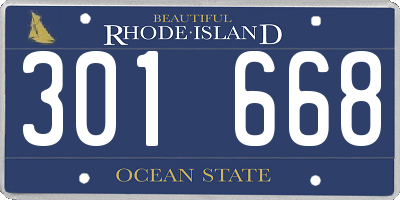 RI license plate 301668