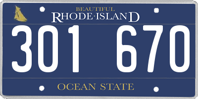 RI license plate 301670