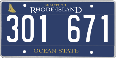 RI license plate 301671