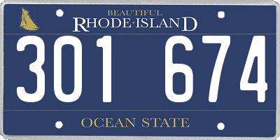 RI license plate 301674