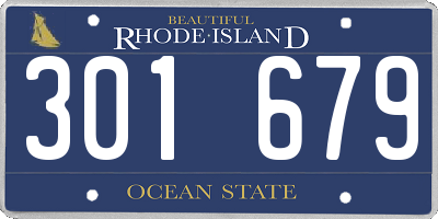 RI license plate 301679