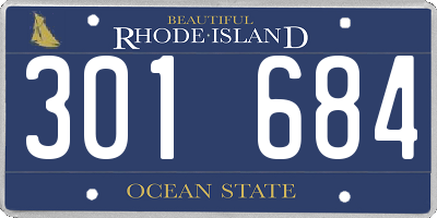 RI license plate 301684