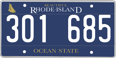RI license plate 301685