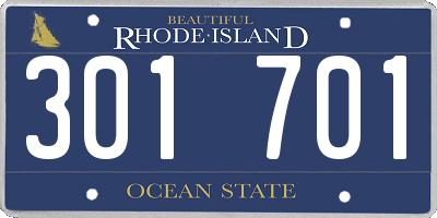 RI license plate 301701