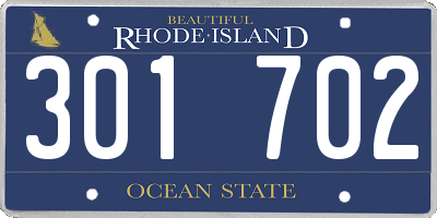 RI license plate 301702