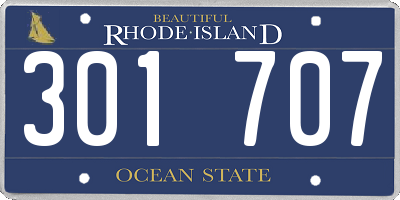 RI license plate 301707