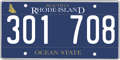 RI license plate 301708