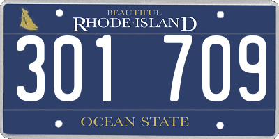 RI license plate 301709